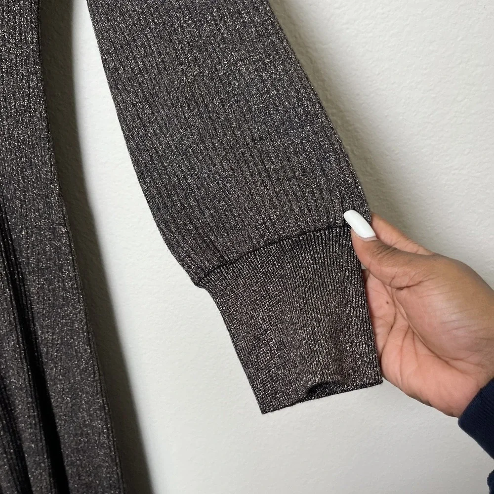 LOFT Women Sparkle Jersey Knit Maxi Dress XL Brown Rib Knit Holiday Party Stretc - Picture 7 of 12